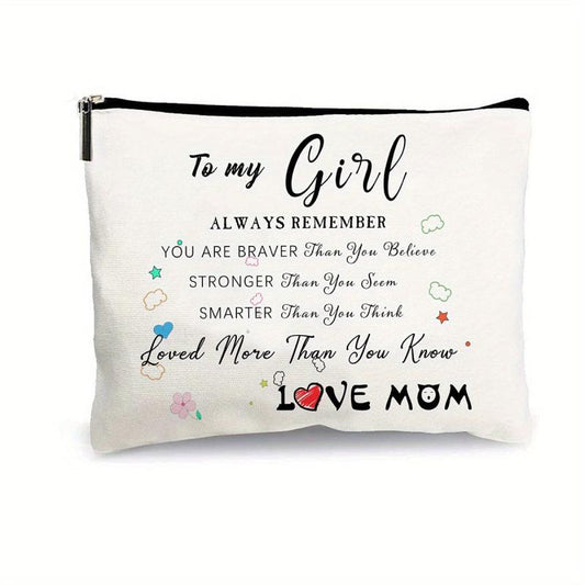 Letter Pattern Makeup Zipper Pouch Lightweight Storage Bag