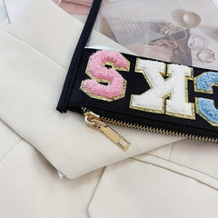 Clear Waterproof Cosmetic Bag Plush Letter Snacks Storage Zipper Bag