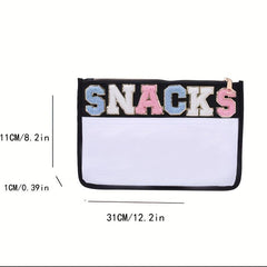 Clear Waterproof Cosmetic Bag Plush Letter Snacks Storage Zipper Bag