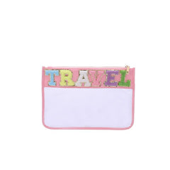 Clear Waterproof Cosmetic Bag Plush Letter Snacks Storage Zipper Bag