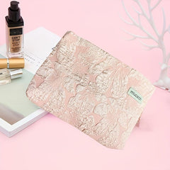 Flower Pattern Zipper Makeup Pouch Lightweight Cosmetic Bag