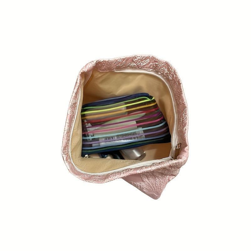 Flower Pattern Zipper Makeup Pouch Lightweight Cosmetic Bag