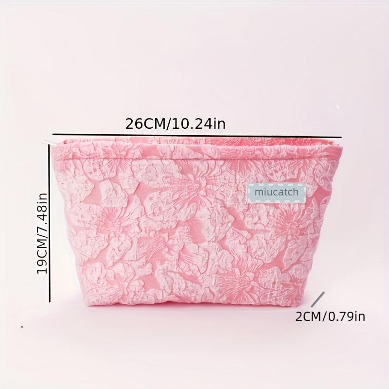 Flower Pattern Zipper Makeup Pouch Lightweight Cosmetic Bag