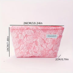 Flower Pattern Zipper Makeup Pouch Lightweight Cosmetic Bag