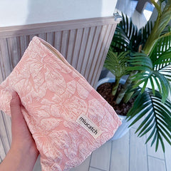Flower Pattern Zipper Makeup Pouch Lightweight Cosmetic Bag