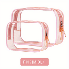 2 Pcs Clear Makeup Pouch Zipper Cosmetic Toiletry Bag