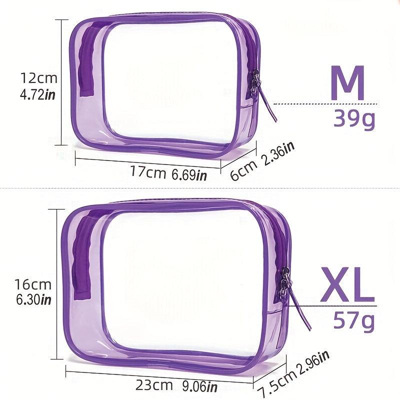 2 Pcs Clear Makeup Pouch Zipper Cosmetic Toiletry Bag