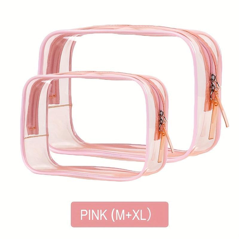 2 Pcs Clear Makeup Pouch Zipper Cosmetic Toiletry Bag