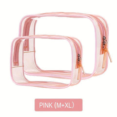 2 Pcs Clear Makeup Pouch Zipper Cosmetic Toiletry Bag