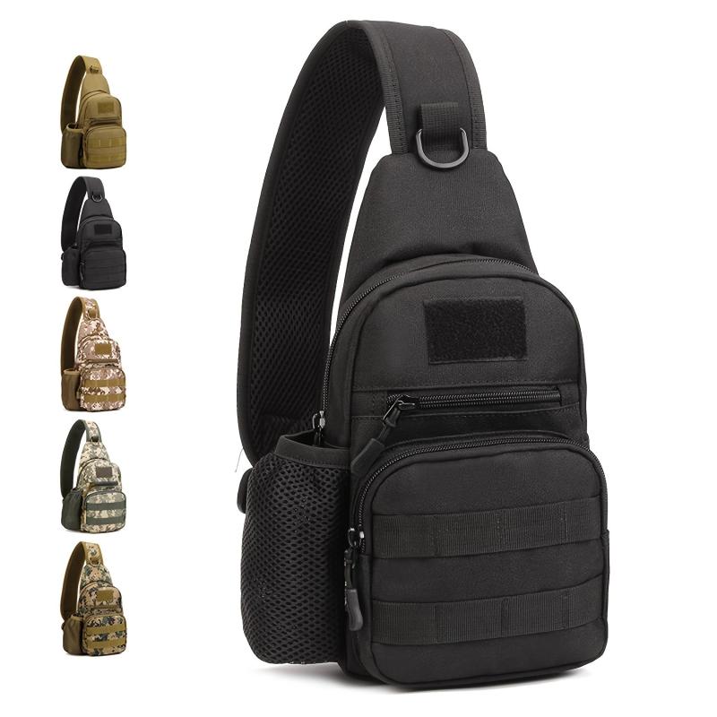 Men's Nylon Crossbody Bag With Water Bottle Pocket - Multifunction