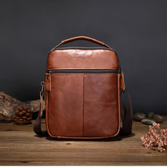 Men's Leather Shoulder Bag Crossbody Bag Vintage Large Capacity Satchel Bag
