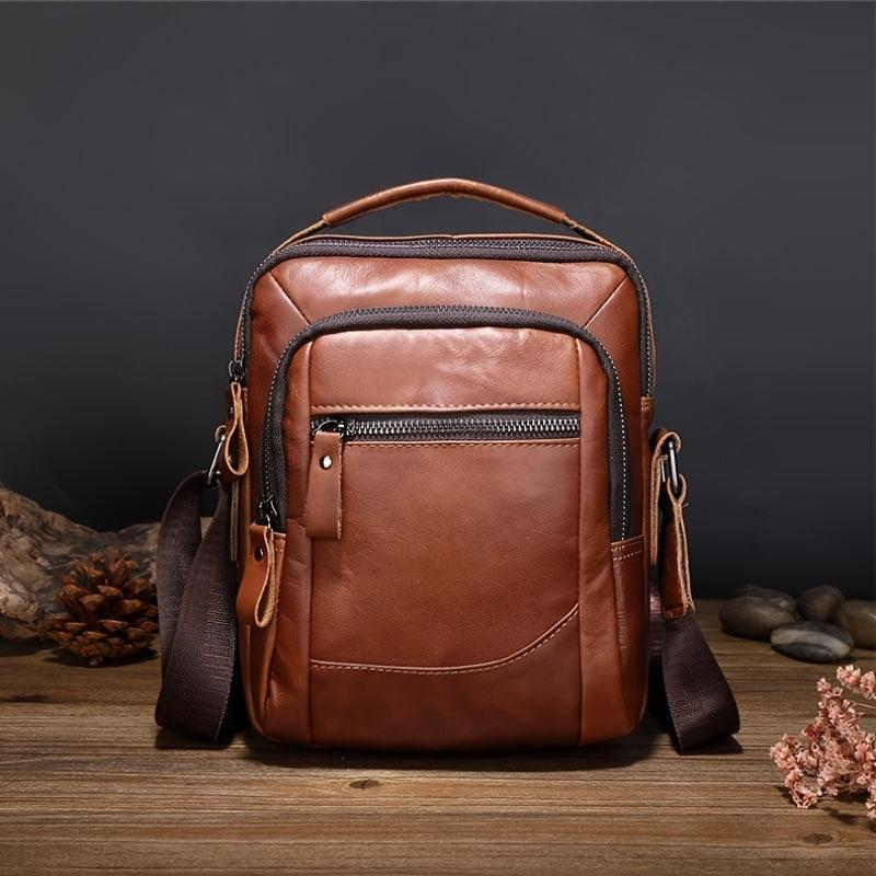 Men's Leather Shoulder Bag Crossbody Bag Vintage Large Capacity Satchel Bag