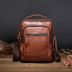 Men's Leather Shoulder Bag Crossbody Bag Vintage Large Capacity Satchel Bag