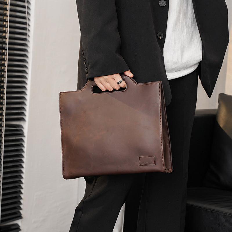Men's Women's Handheld Bag PU Leather Briefcase For Business Trip