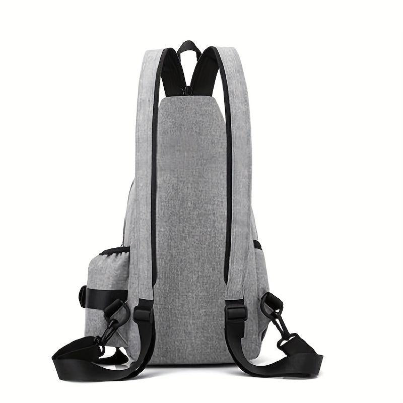 Casual Chest Bag with Earphone Port and Water Bottle Holder
