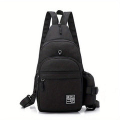 Casual Chest Bag with Earphone Port and Water Bottle Holder