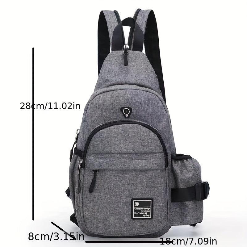 Casual Chest Bag with Earphone Port and Water Bottle Holder