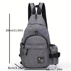 Casual Chest Bag with Earphone Port and Water Bottle Holder