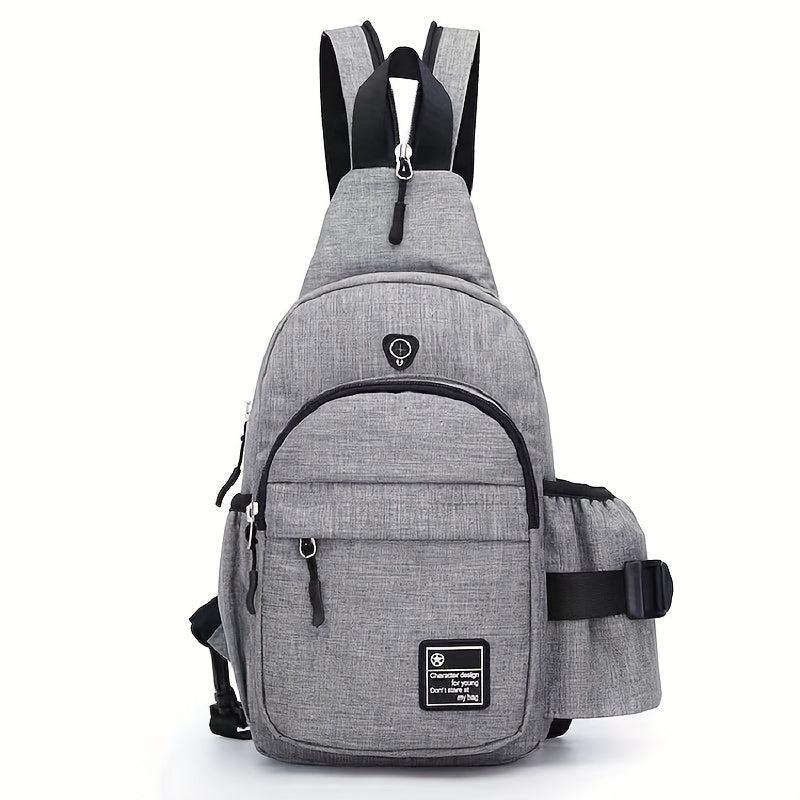 Casual Chest Bag with Earphone Port and Water Bottle Holder