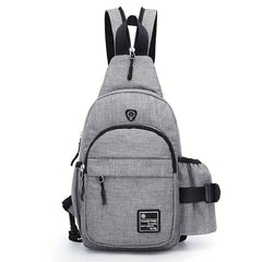 Casual Chest Bag with Earphone Port and Water Bottle Holder