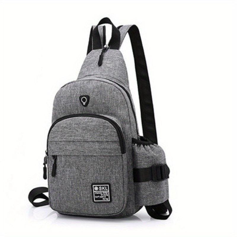 Casual Chest Bag with Earphone Port and Water Bottle Holder