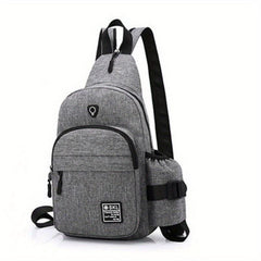 Casual Chest Bag with Earphone Port and Water Bottle Holder