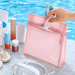 Minimalist Solid Makeup Bag Zipper Toiletry Wash Bag
