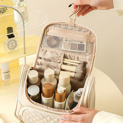 Quilted Cosmetic Bag PU Leather Waterproof Makeup Brushes Organizer