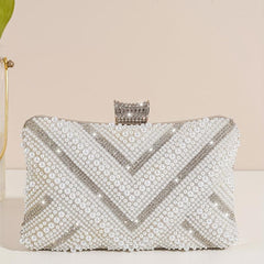 Women's Beads Decor Evening Bag Clutch Chain Bag for Party