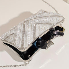 Women's Beads Decor Evening Bag Clutch Chain Bag for Party