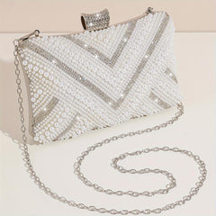 Women's Beads Decor Evening Bag Clutch Chain Bag for Party