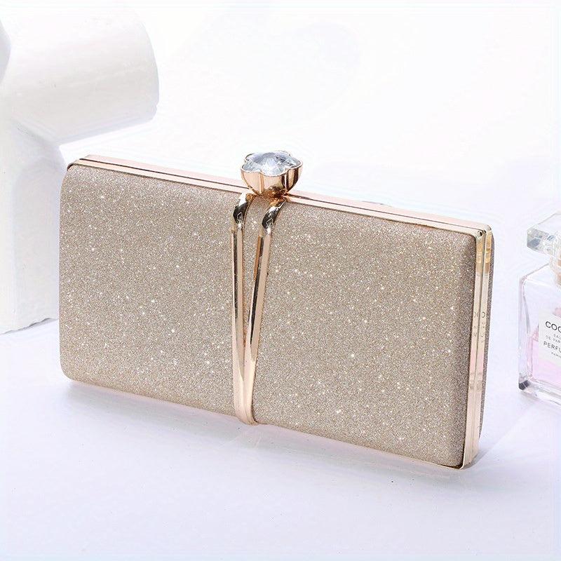 Sequin Evening Bag Rhinestone Decor Clutch Bridal Purse Chain Handbag