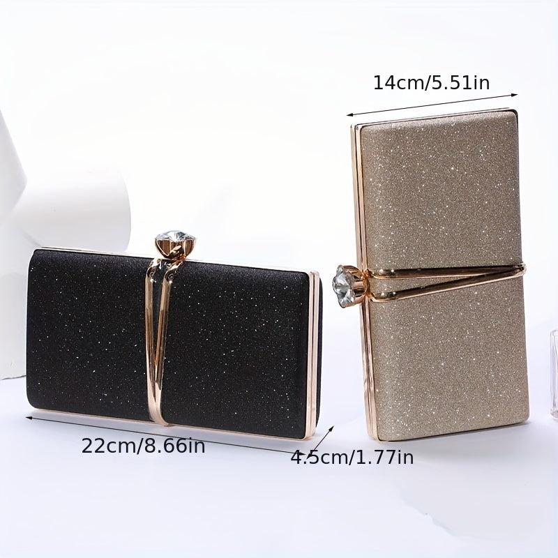 Sequin Evening Bag Rhinestone Decor Clutch Bridal Purse Chain Handbag
