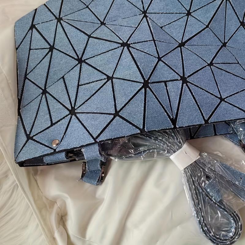 Geometric Lattice Crossbody Bag Canvas Satchel Purse