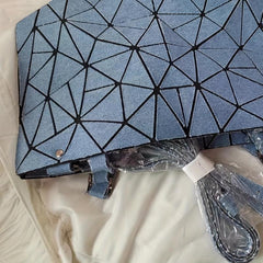 Geometric Lattice Crossbody Bag Canvas Satchel Purse