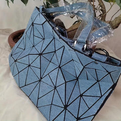 Geometric Lattice Crossbody Bag Canvas Satchel Purse