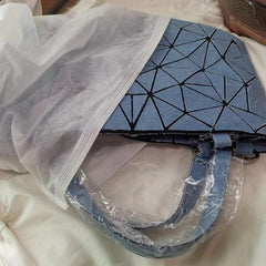 Geometric Lattice Crossbody Bag Canvas Satchel Purse