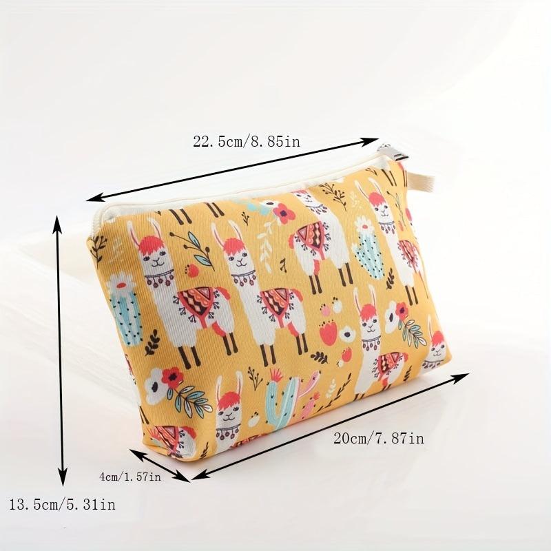 Cartoon Alpaca Pattern Makeup Zipper Bag Portable Cosmetic Bag