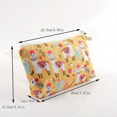 Cartoon Alpaca Pattern Makeup Zipper Bag Portable Cosmetic Bag