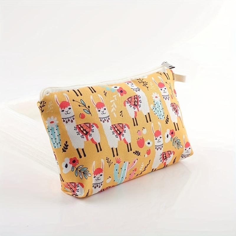 Cartoon Alpaca Pattern Makeup Zipper Bag Portable Cosmetic Bag