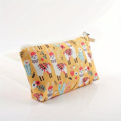 Cartoon Alpaca Pattern Makeup Zipper Bag Portable Cosmetic Bag