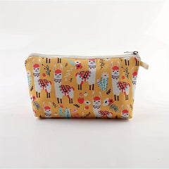 Cartoon Alpaca Pattern Makeup Zipper Bag Portable Cosmetic Bag