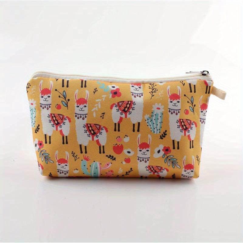 Cartoon Alpaca Pattern Makeup Zipper Bag Portable Cosmetic Bag