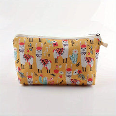 Cartoon Alpaca Pattern Makeup Zipper Bag Portable Cosmetic Bag