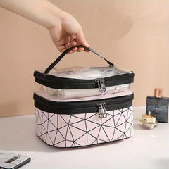 Double Layer Cosmetic Bag For Women Clear Pocket Makeup Storage Bag