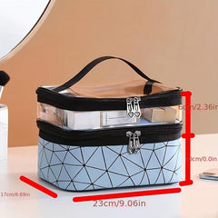 Double Layer Cosmetic Bag For Women Clear Pocket Makeup Storage Bag