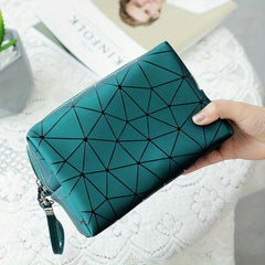Geometric Printed Cosmetic Bag PU Leather Waterproof Makeup Bag