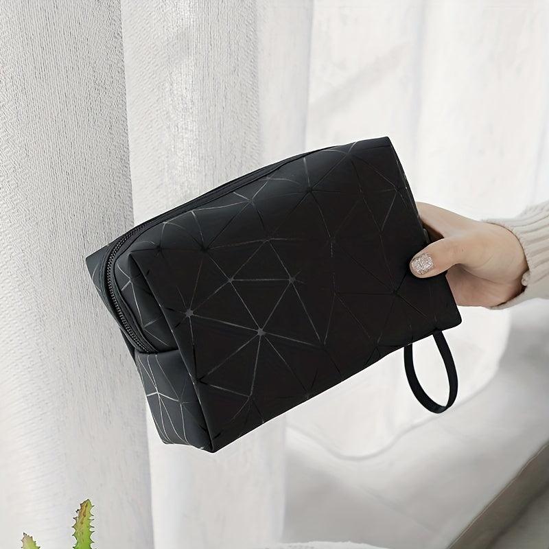 Geometric Printed Cosmetic Bag PU Leather Waterproof Makeup Bag
