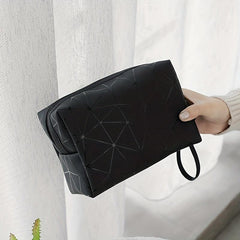 Geometric Printed Cosmetic Bag PU Leather Waterproof Makeup Bag