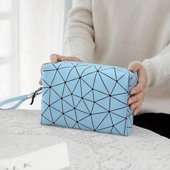 Geometric Printed Cosmetic Bag PU Leather Waterproof Makeup Bag
